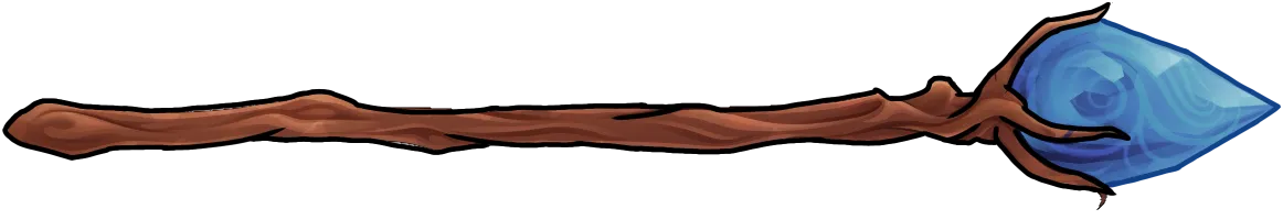 The crystal staff: wooden shaft with a blue crystal, from the original game source art